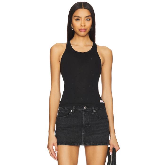 アレキサンダーワン Alexander Wang 【 Hotfix Classic Racer Tank Women Black 】 クラシック タンクトップ レディース 黒色 ブラック｜スニケス
