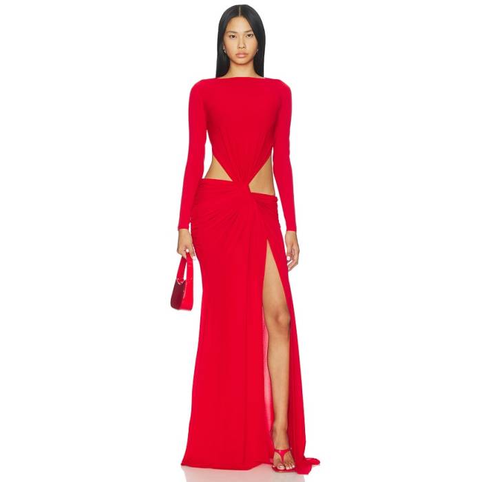 Alex Perry 【 Long Sleeve Twist Gown Women Red 】 Sleeve 衣袂 レディース Red 赤・赤いこと