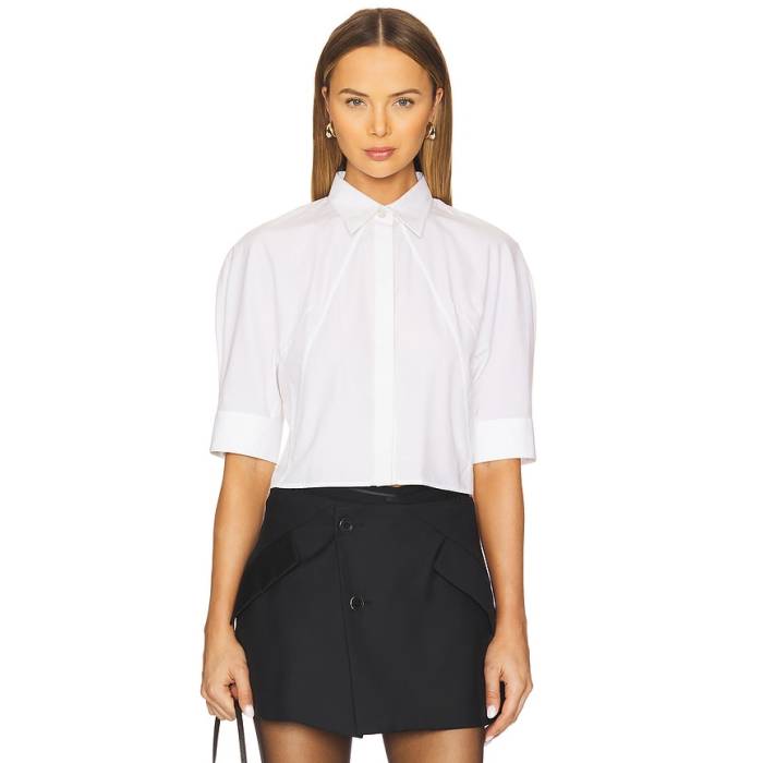 ヘルムートラング Helmut Lang 【 Short Sleeve Articulated Top Women White 】 Sleeve 衣袂 レディース 白いこと 白いこと