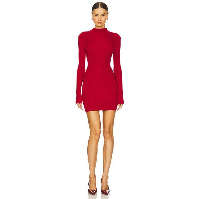 Loba 【 Remi Mock Neck Mini Dress Women Red 】 お召しもの レディース Red 赤・赤いこと レディースファッション-ドレス