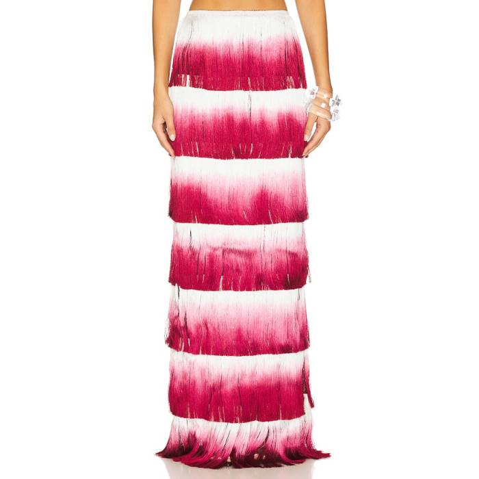 Patbo 【 Fringe Maxi Skirt Women Dark Red 】 レディース Red 赤・赤いこと