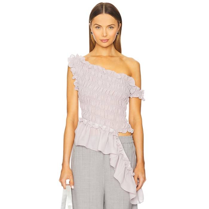 Rokh 【 Smocking Off Shoulder Top Women Lilac 】 レディース