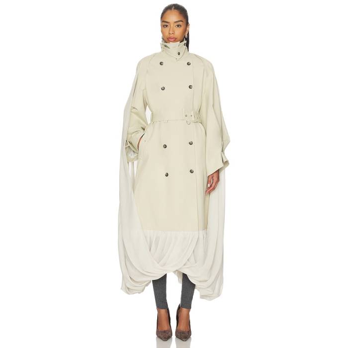 Rokh 【 Draped Trench Coat Women Cement Beige 】 レディース 薄墨色・シメント ベージュ