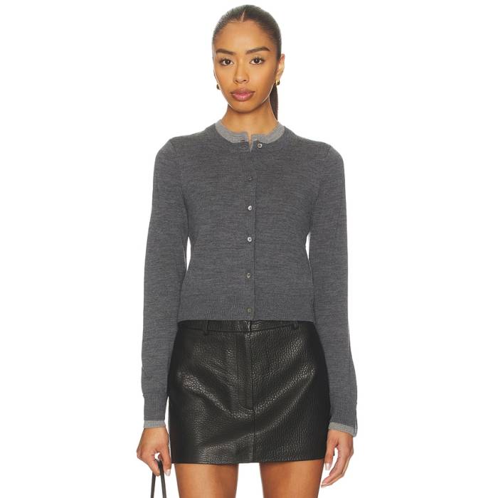 Rokh 【 Layered Cardigan Women Melange Dark Gray 】 ジレー レディース gray 薄墨色・薄墨色・薄墨色