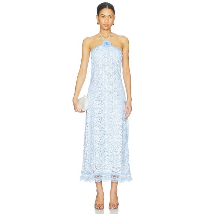 Waimari 【 Beso De Luna Maxi Dress Women Blue 】 御召しもの レディース 青碧 青碧
