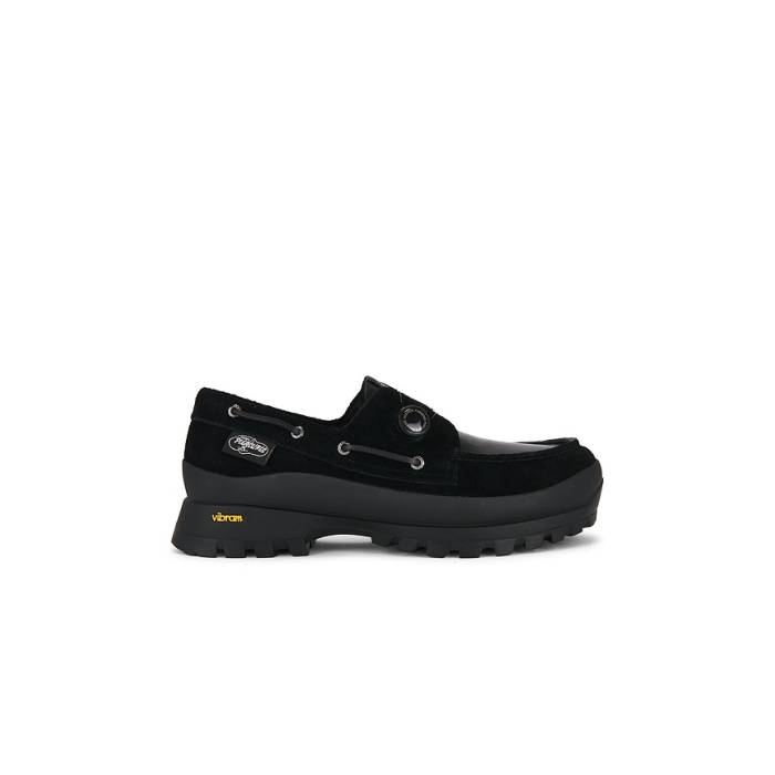 スペリー Sperry 【 X Pleasures 3-Eye Vibram Turn-Lock Lug Boat Loafer Men Black Leather Suede 】 置き目毛革 シューズ メンズ 黒いこと 黒いこと なめし革 スエード・スウェード
