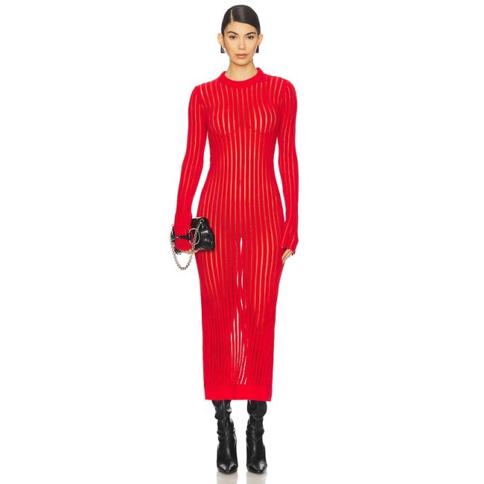Blumarine 【 Knit Dress Women Lipstick Red 】 編み物 お召しもの レディース Red 赤・赤いこと ドレス-レディースファッション