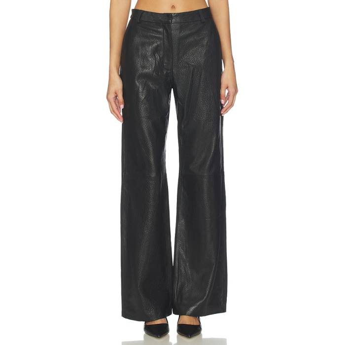 Aexae 【 Leather Pebble Straight Leg Pant Women Pebble Black 】 なめし革 ズボン下 レディース 黒いこと 黒いこと