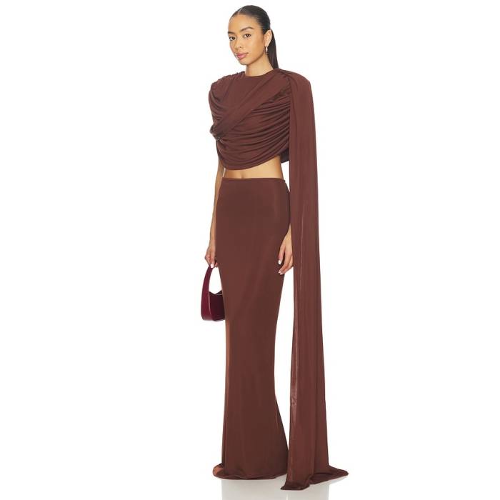 The New Arrivals By Ilkyaz Ozel 【 Khara Long Trained Jersey Top Women Myrrhe Myst?Re 】 ティーシャツ レディース