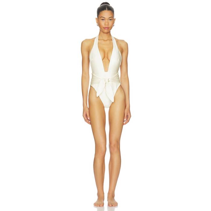 モンシー Montce 【 X Elsa Hosk Tropez Tie-Up One Piece Women Cream Silkie 】 レディース 皮膚軟化剤