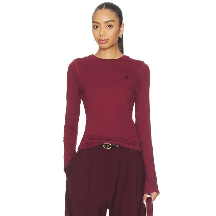 カサブランカ Casablanca 【 Lightweight Long Sleeve Tee Women Red 】 Sleeve 捩り プルオーバー レディース Red 赤・赤いこと