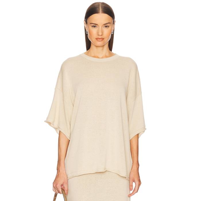 Helsa 【 Palmer Knit Top Women Natural Linen 】 編み物 レディース 自然的