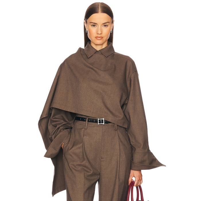 Helsa 【 The Left Bank Layered Shirt Women Cocoa Melange 】 レディース