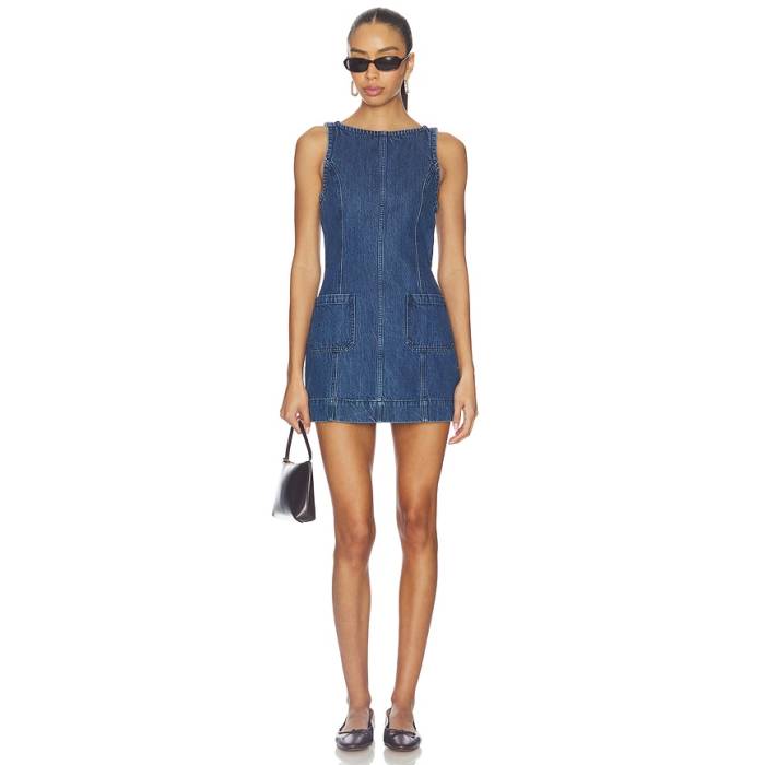 ショウミーユアムームー Show Me Your Mumu 【 Boulevard Mini Dress Women Reservoir Blue 】 お召しもの レディース 青味 青色 レディースファッション-ドレス