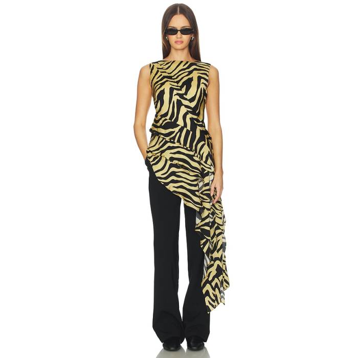 Srg 【 Everlee Silk Top Women Zebra Print 】 レディース