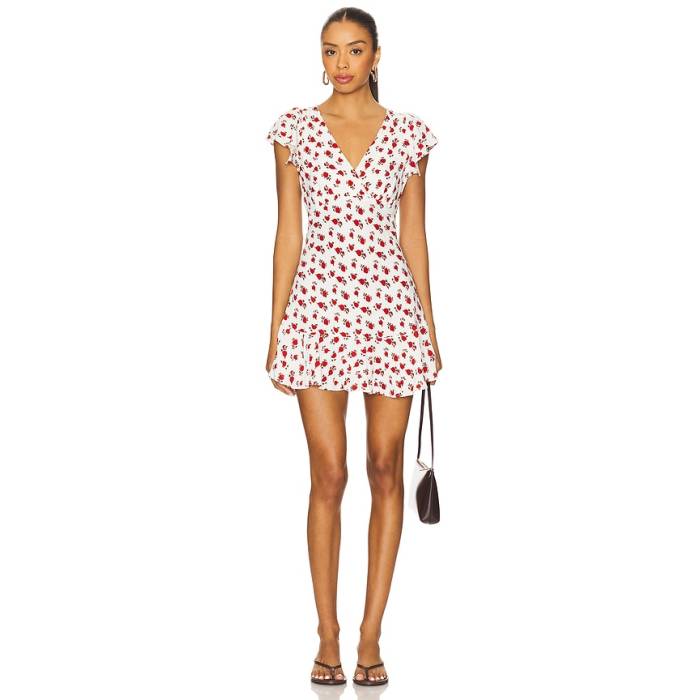 フェイスフルザブランド Faithfull The Brand 【 Alba Mini Dress Women Hazy Rose Deep Red 】 お召しもの レディース Rose さくら色 ディープ Red 赤・赤いこと レディースファッション-ドレス