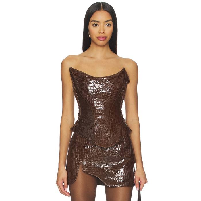Mother Of All 【 Nemesis Leather Corset Top Women Brown Croro 】 なめし革 レディース 赤銅色 赤銅色