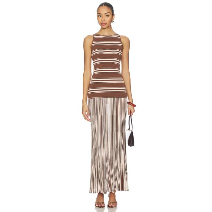 フェイスフルザブランド Faithfull The Brand 【 Tore Maxi Dress Women Ombre Stripe Macro Carob 】 お召しもの レディース Stripe 縞模様
