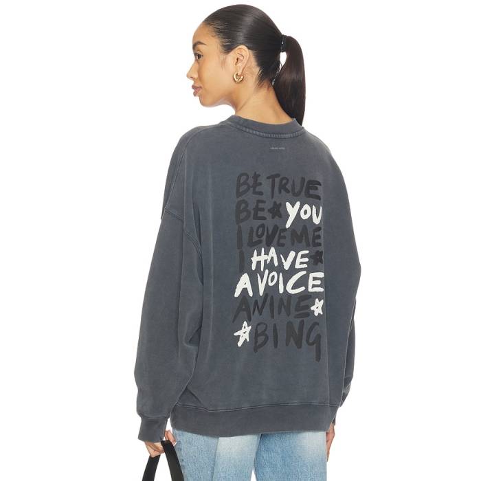 Anine Bing 【 Miles Sweatshirt Empowerment Women Washed Black 】 汗水 調教師 レディース 黒いこと 黒いこと