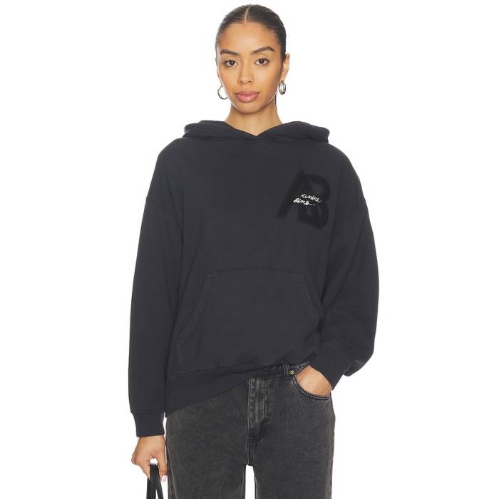Anine Bing 【 Jaci Hoodie Letterman Women Vintage Black 】 フーディー パーカー レディース vintage ビンテージ・ヴィンテージ 黒色 ブラック｜スニケス