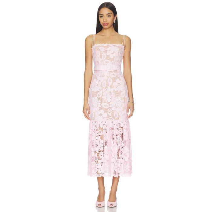 Self-Portrait 【 Pink Crochet Lace Midi Dress Women Pink 】 pink サクラ色 御召しもの レディース pink サクラ色