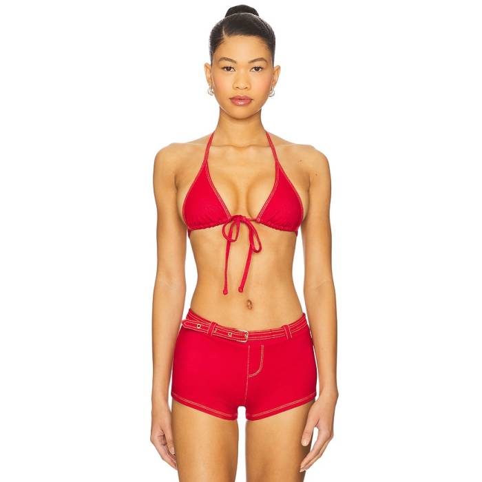 Frankies Bikinis 【 Paradise Denim Bikini Top Women Red Denim 】 パラダイス デニム レディース Red 赤・レッド デニム｜スニケス
