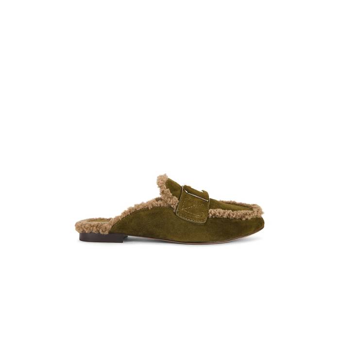 Lola Cruz 【 Shearling Loafer Women Kaki 】 置き目毛皮 シューズ レディース