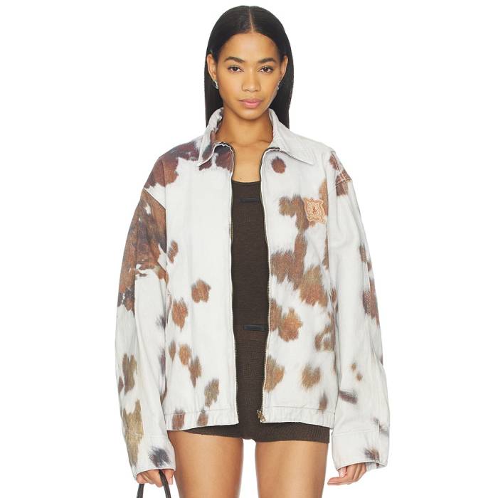 We11Done 【 Cowhide Print Work Jacket Women Mix 】 Jacket 上衣 レディース