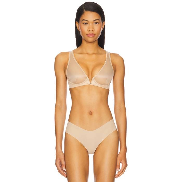 命令すること Commando 【 Chic Mesh Plunge Underwire Bra Women Beige 】 レディース ベージュ