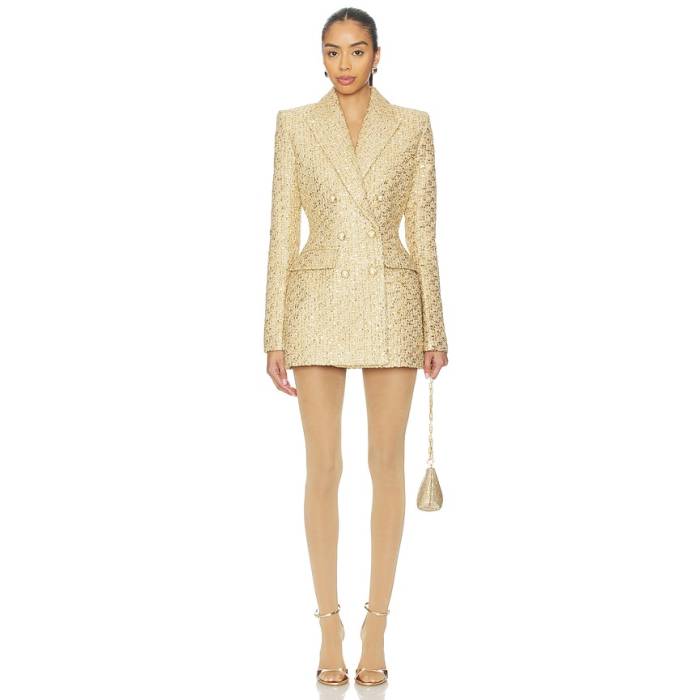 Nadine Merabi 【 Monica Blazer Dress Women Gold 】 ブレイザー お召しもの レディース ゴールド ドレス-レディースファッション