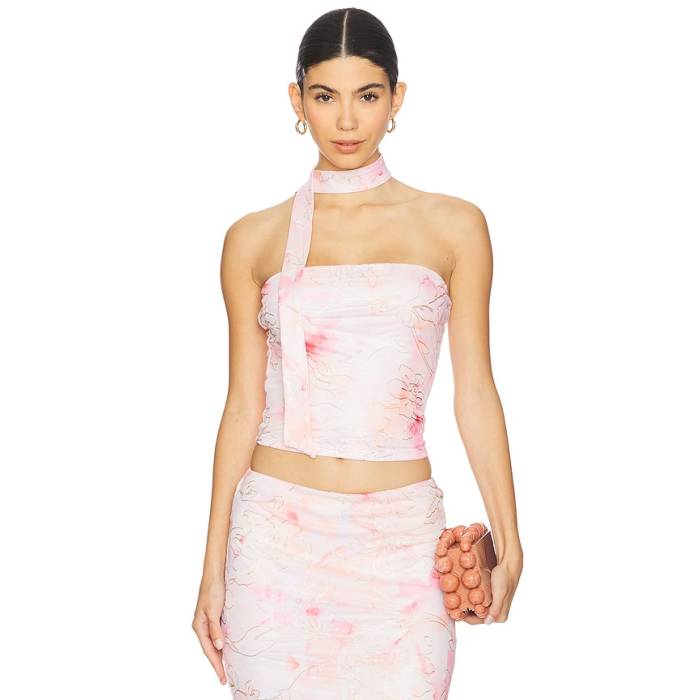 More To Come 【 Nina Strapless Top Women Pink Floral 】 レディース pink さくら色