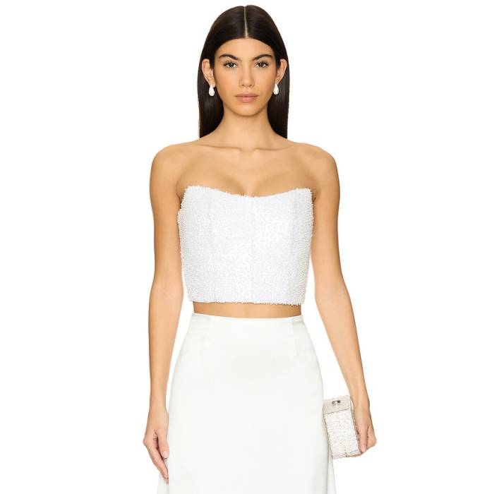 Mariandree Gaitan 【 Emily Pearl Top Women White 】 パール レディース 白いこと 白いこと