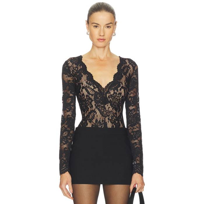 Generation Love 【 Alessia Lace Bodysuit Women Black \u0026Amp; Beige 】 上半身背広 レディース 黒いこと 黒いこと ベージュ