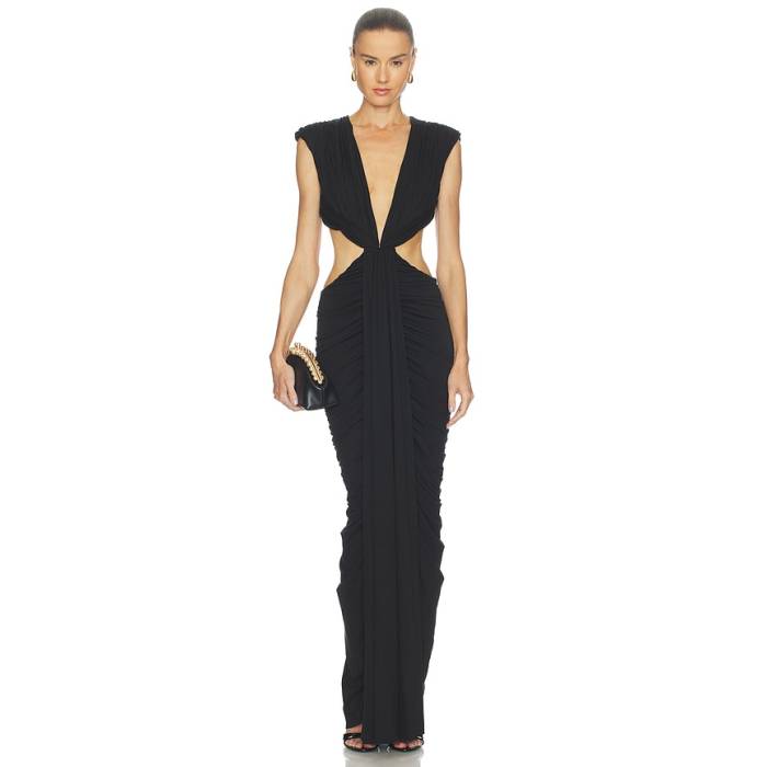 Misha 【 The Solacia Cupro Maxi Dress Women Black 】 御召しもの レディース 黒いこと 黒いこと