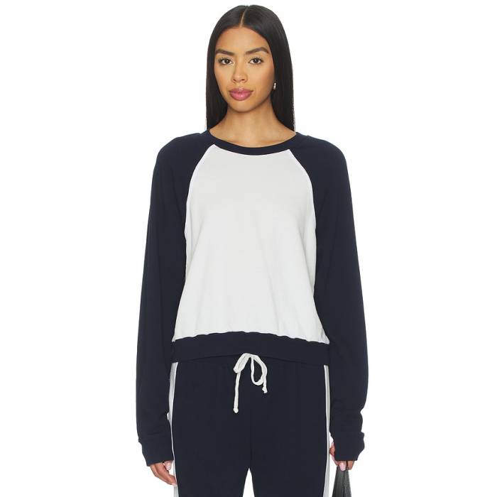 Michael Lauren 【 Siri Colorblock Raglan Pullover Top Women Milk \u0026Amp; Navy 】 Raglan ラグラン レディース 紺色 米国海軍