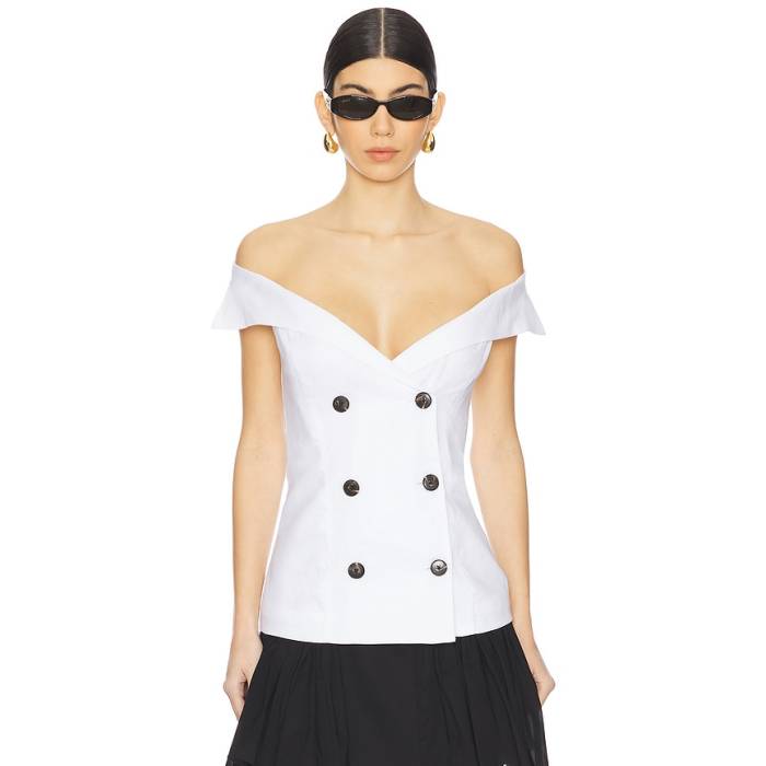 バル一点 Bardot 【 Eliora Button Front Top Women Orchid Wht 】 レディース トップス-タンクトップ