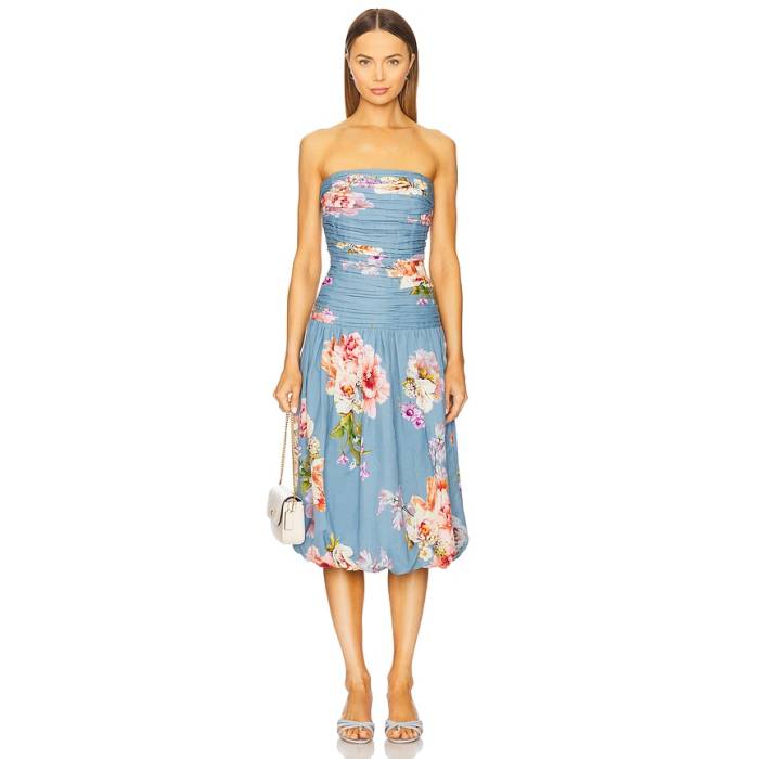 Hemant And Nandita 【 Ruched Midi Dress Women Pink Blue Mix 】 ドレス レディース pink ピンク 青色 ブルー｜スニケス
