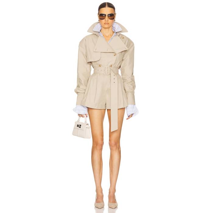 Helsa 【 The Short Trench Jumpsuit Women Khaki 】 飛び降りる背広 レディース カーキ