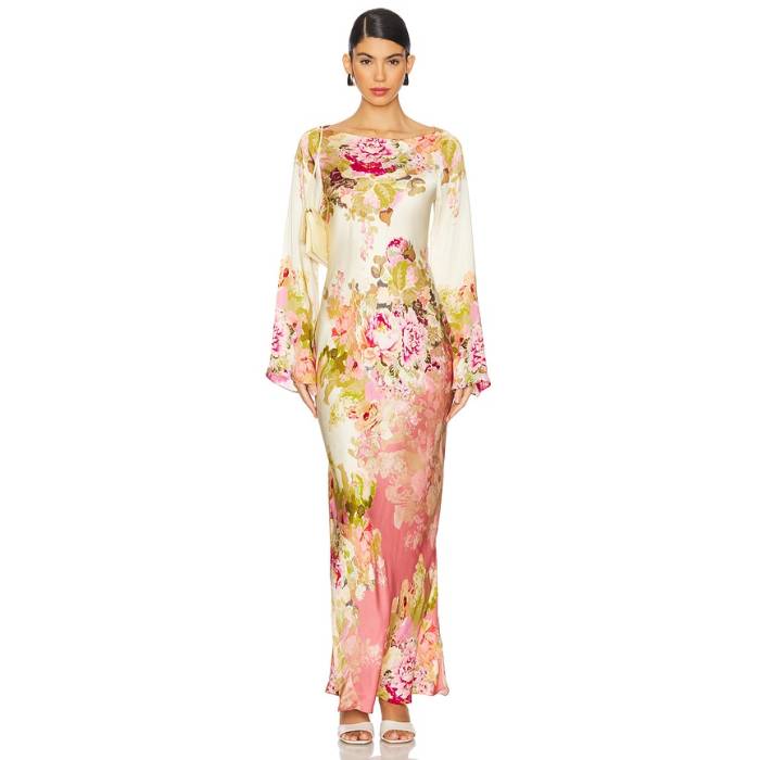 Hemant And Nandita 【 Long Dress Women Ivory Mix 】 御召しもの レディース 象牙色