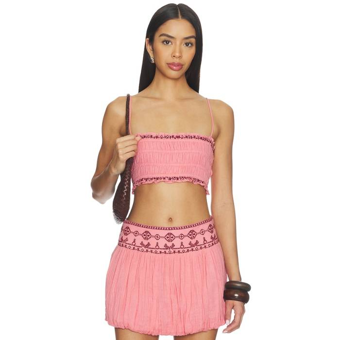 Rococo Sand 【 Smocking Bandeau Top Women Pink 】 レディース pink さくら色