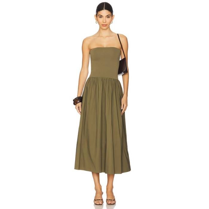 Pistola 【 Mavo Tube Top Dress Women Rich Olive 】 御召しもの レディース olive オリーブ