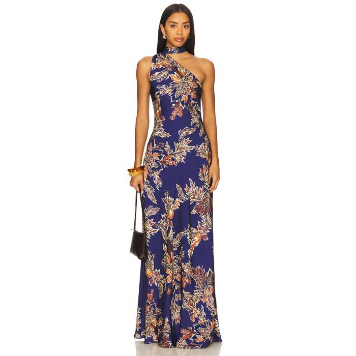 Hemant And Nandita 【 Bias Maxi Dress With Sash Women Midnight Blue 】 御召しもの レディース 青碧 青碧