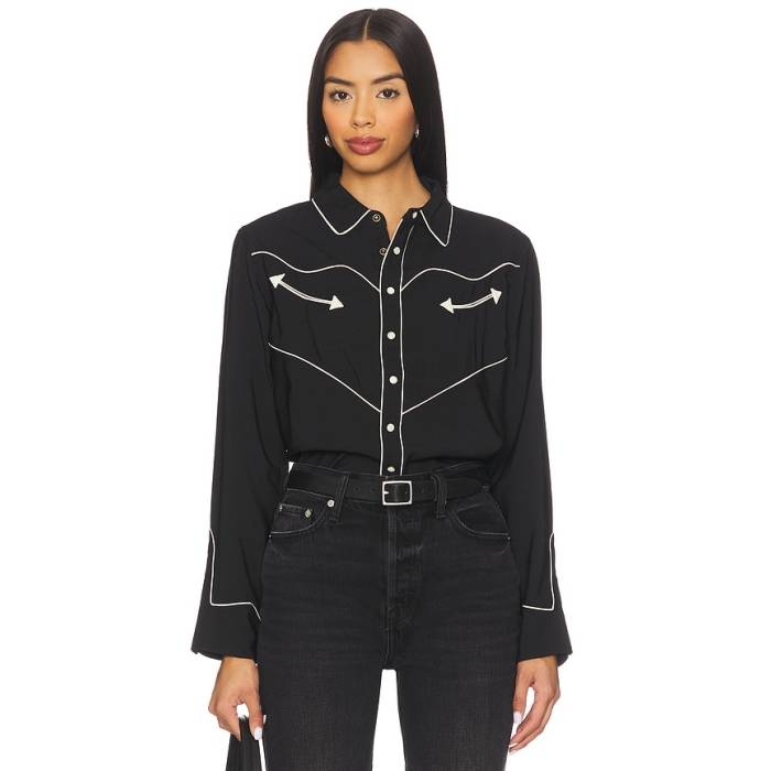 The Great 【 The Western Shirt Women Black With Cream 】 ウェスタン レディース 黒いこと 黒いこと 皮膚軟化剤
