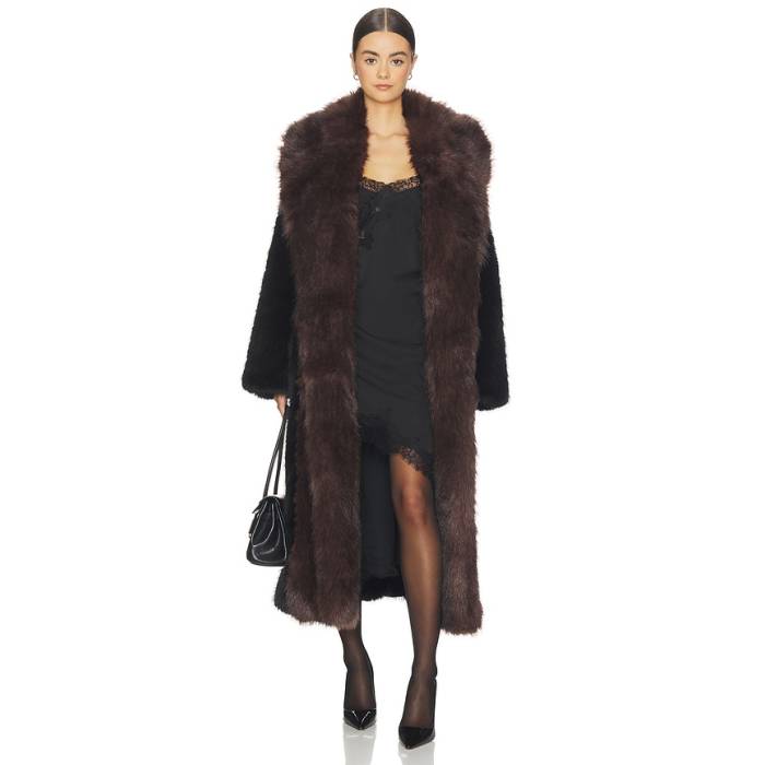 Weworewhat 【 Faux Fur Belted Jacket Women Black \u0026Amp; Dark Brown 】 Jacket 上衣 レディース 黒いこと 黒いこと 赤銅色 赤銅色 レディースファッション-コート・ジャケット