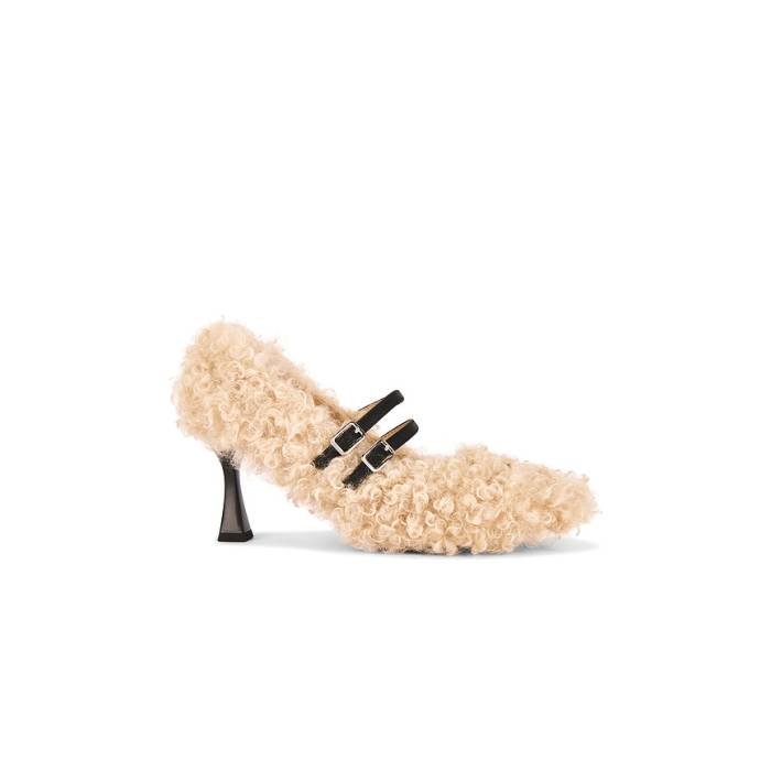 Zemeta 【 Teddy Heel Women Beige 】 踵 レディース ベージュ