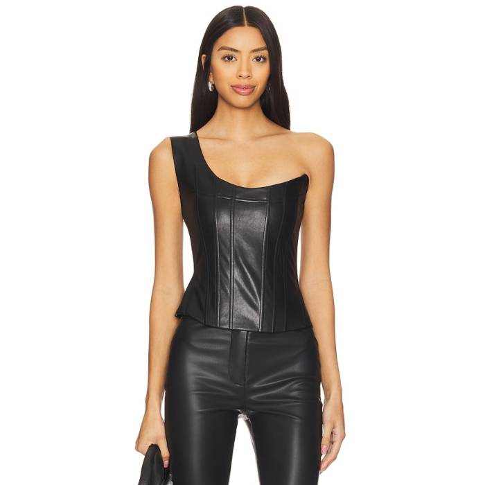 Sketch-Y 【 X Revolve Jade Leather Corset Women Black 】 翡翆・ジェード なめし革 レディース 黒いこと 黒いこと