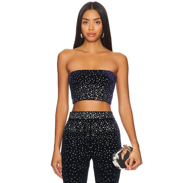 Alex Perry 【 Crystal Velvet Crop Top Women Midnight 】 Crop クロップ レディース