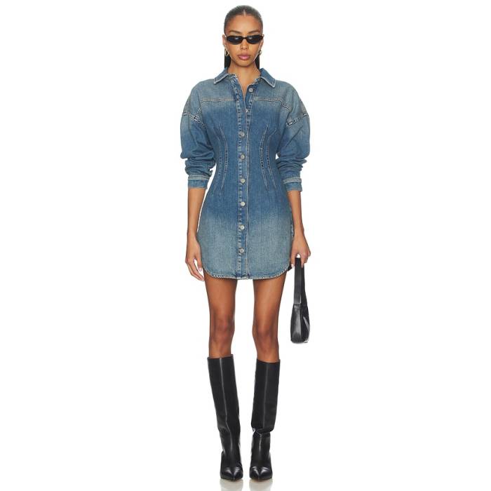 グッドアメリカン Good American 【 Shaped Denim Dress Women Indigo1036 】 デニム ドレス レディース｜スニケス 30,290円