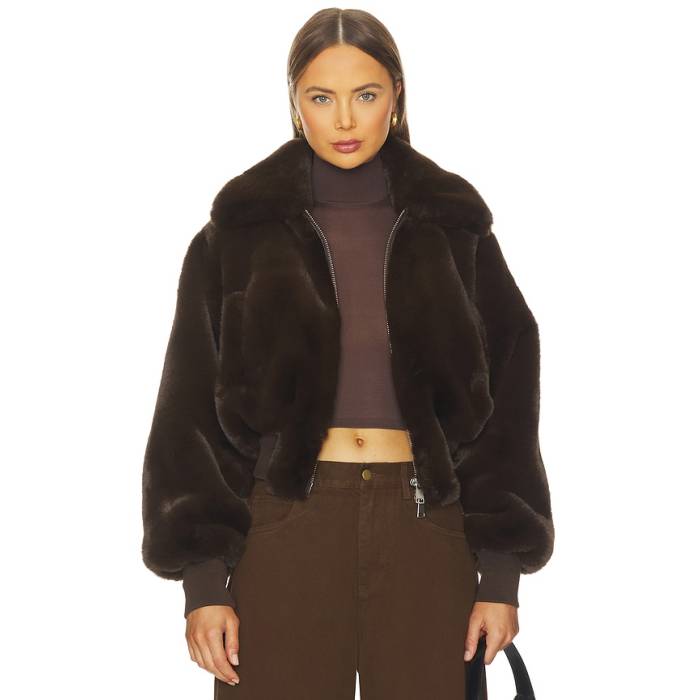 Ronny Kobo 【 Clemence Faux Fur Jacket Women Brown 】 Jacket 上衣 レディース 赤銅色 赤銅色