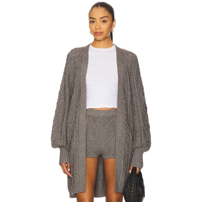 Afrm 【 Bartow Knit Cardigan Women Heather Grey 】 編み物 ジレー レディース heather ギョリュウモドキ 薄墨色 薄墨色